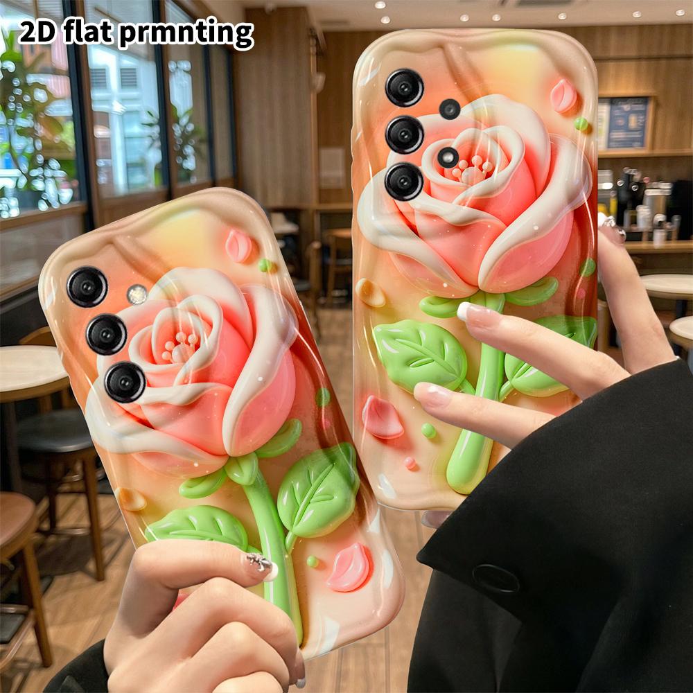 Phone Case: 2D flat, suitable for Samsung Galaxy A34 A35 M05 M06 S20 S22 S21 FE Plus 5G protective case, pink-white gradient rose, perfect Christmas a