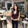 V Neck Slim Crop Tops Lace Camisole Chic Bottoming T-shirt  Streetwear