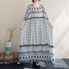 Short Sleeve Plus Size Cotton Vintage Floral New In Dresses for Women Casual Loose Long Summer Dress