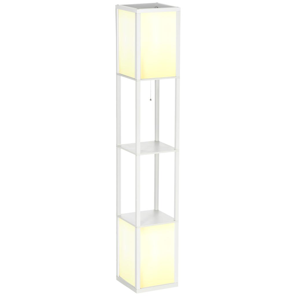 156cm Floor Lamp Shelving Unit - White