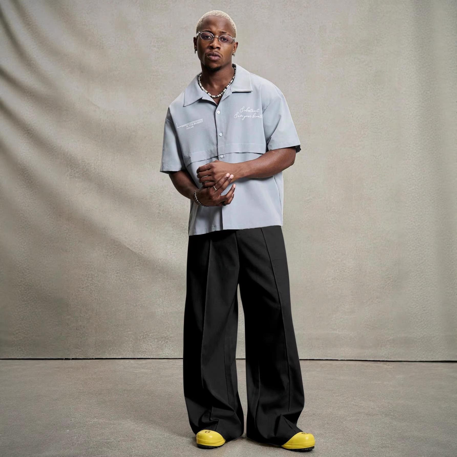 

Мужские брюки для костюма на весну и лето, Универсальные, С драпировкой, Прямые, Широкие, Повседневные, Простые, Длинные до пола S чёрный