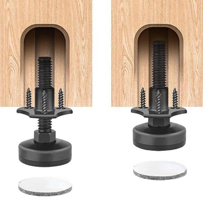 Practical Furniture Leg Levelers 3/8Inch 16 Thread Adjustable Height Stability Feet 4 Pack with Felts Pad Home Accessory