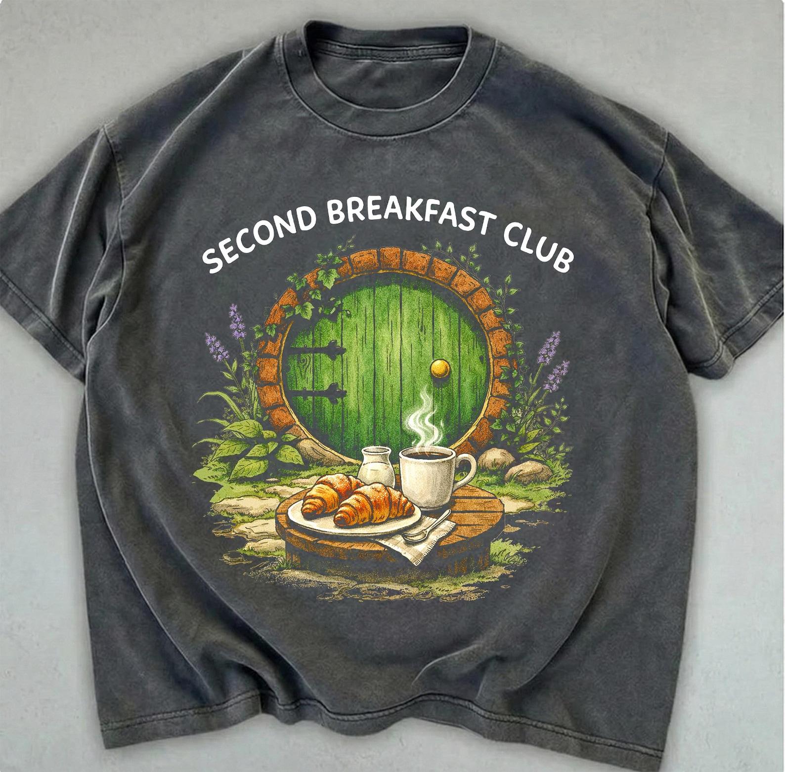 Comfort Colors Lord Of The Rings Shirt, Second Breakfast Club T-Shirt, The Hobbit Tshirt, Shire Door Tee, Middle-Earth Fan Apparel, S
