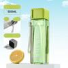 500ml Large Capacity Square Shape PC Plastic Water Bottle With Carrying Rope Portable Straight Drink Cup For Office Outdoor Gym