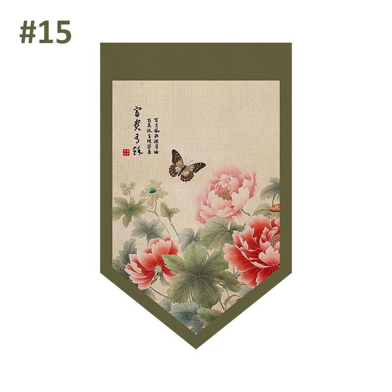 New Chinese Door Curtain Hanging Flag Teahouse Living Room Decoration Shade Curtain Partition Kitchen Door Short Half Curtain