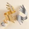 Exaggerated Personality Stainless Steel Feather Wings Open Bangles Rings Set for Women Fashion Designer Banquet Jewelry Gifts