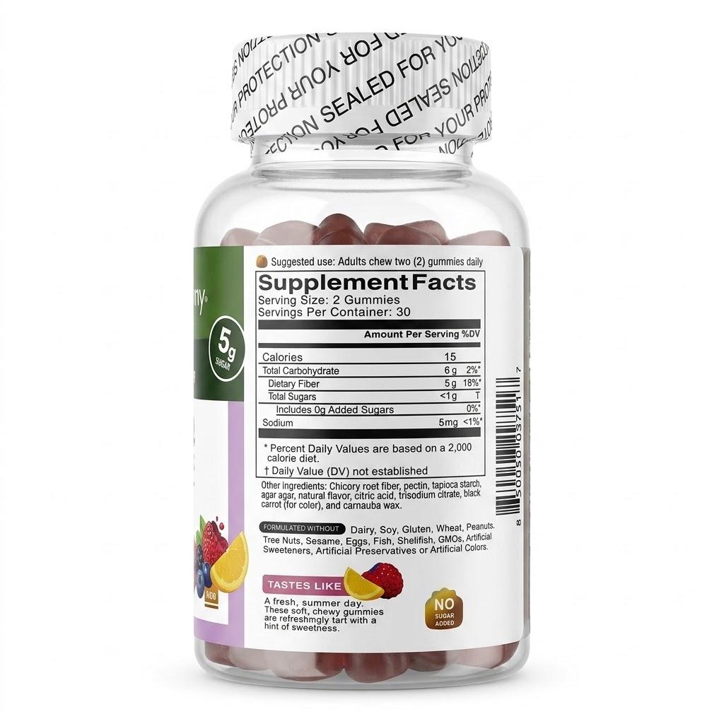 Daily Prebiotic Fiber Gummies - Raspberry Lemon (Sugar-Free)
