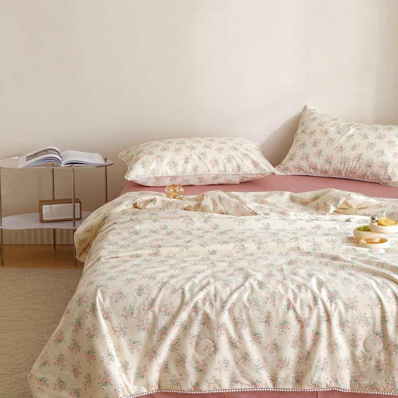 Cuvertură dublă cu aer condiționat, din bumbac, pentru copii, cu desene animate, set de patru piese, cuvertură din fibră de soia.