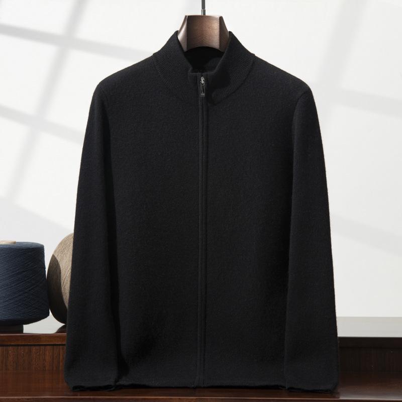 Men's Thickened Cashmere Zip Cardigan - Autumn/Winter Long-Sleeved Knit Sweater