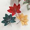 25CM Artificial Poinsettia Flower Sequins Glitter Christmas Glitter Flower Sparkling Simulation Flowers Christmas Tree Accessory