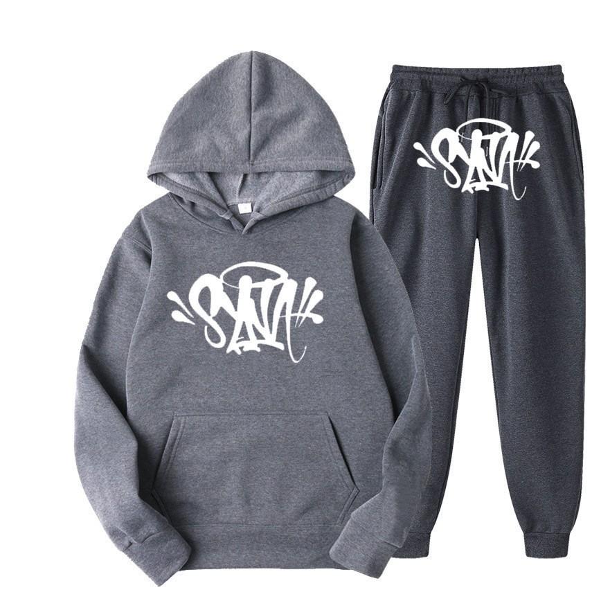 SynaWord High Street Fashion Trendy Brand Suit Men's Ins Trend Hip Hop Hoodie Syna Print Sweater Suit