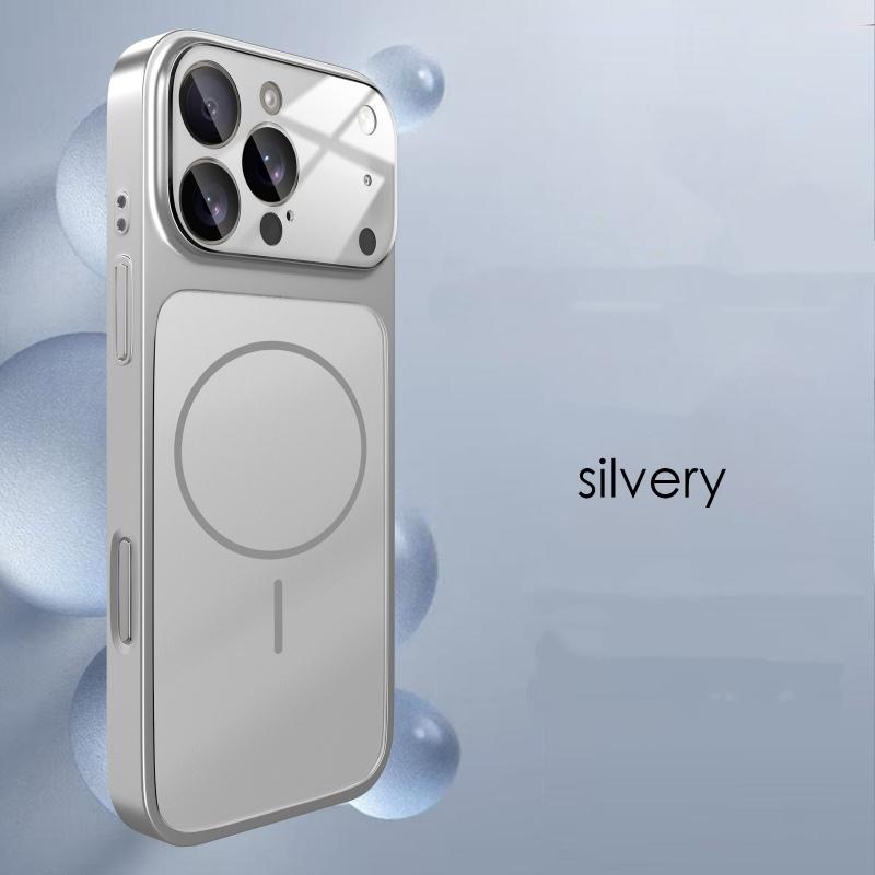 Matte Magnetic Phone Case with Lens Protective Glass Cover for iPhone 13 15 16 to 17 Pro Converter Hard Glass Phone Case Opp Bag&For iPhone 16 серебряный