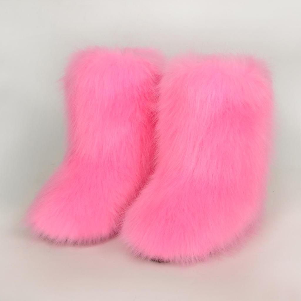 Women's Cross-Border Plush Winter Boots: Warm Short and Mid-Calf Styles with Imitation Fur for Snow.