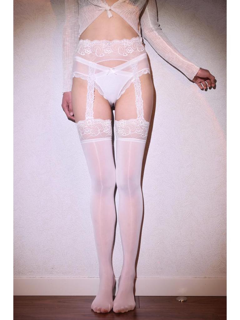 High-Density Silky Black Garter Stockings - Ultra-Thin Lace Over-the-Knee, Sexy and Slim Fit