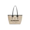 Helle dekorative Etikettendruck Offenes Design Baumwolle und Kalbsleder Tragetasche Einkaufstasche Schulterhandtasche Kleine Damen-Tragetaschen Khaki 80631201