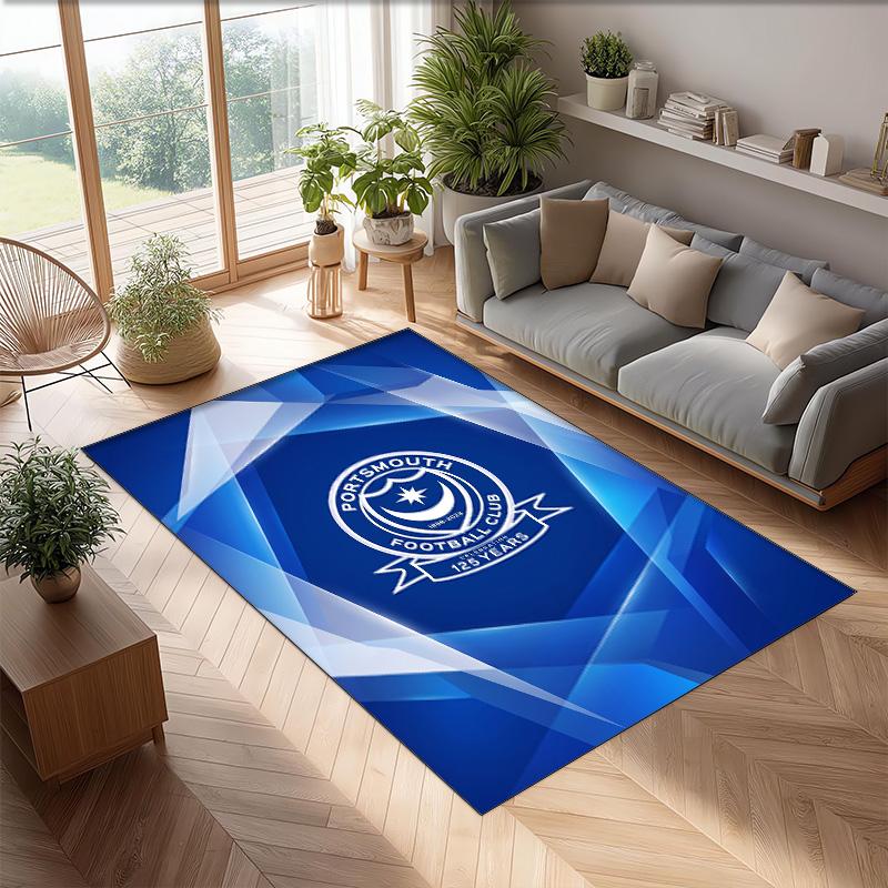 Tappeto Morbido Area Rug con Motivo Calcio Portsmouth FC Antiscivolo Tappeto per Pavimento Interno Tappetino Decorazione Sportiva per Camera da Letto