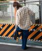 WEGO Check Sheer Gauze Long Loose Street Size 2 Patterns Men's Shirt, Sleeve, Casual, Fit, Fall/Winter, Style, Gift, M,