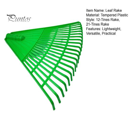12/21 Tines Leaf Rake Tempered Plastic Rake Head Collecting Leaves Debris Garden Tool Lightweight Yard Grass Clean Tool for Gardening Camping