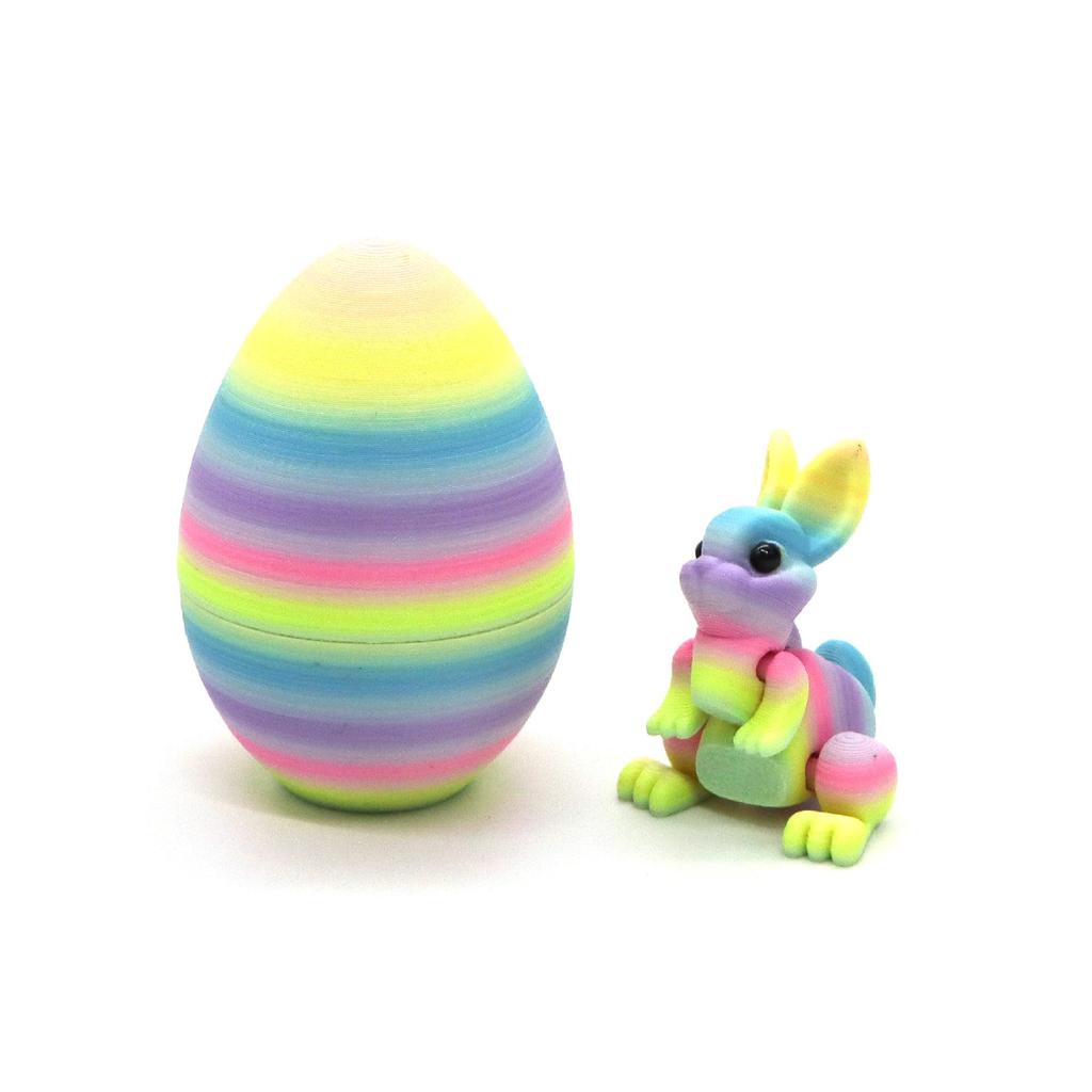 Easter 3D Printed Rabbit & Egg Ornaments - Movable Model Toys