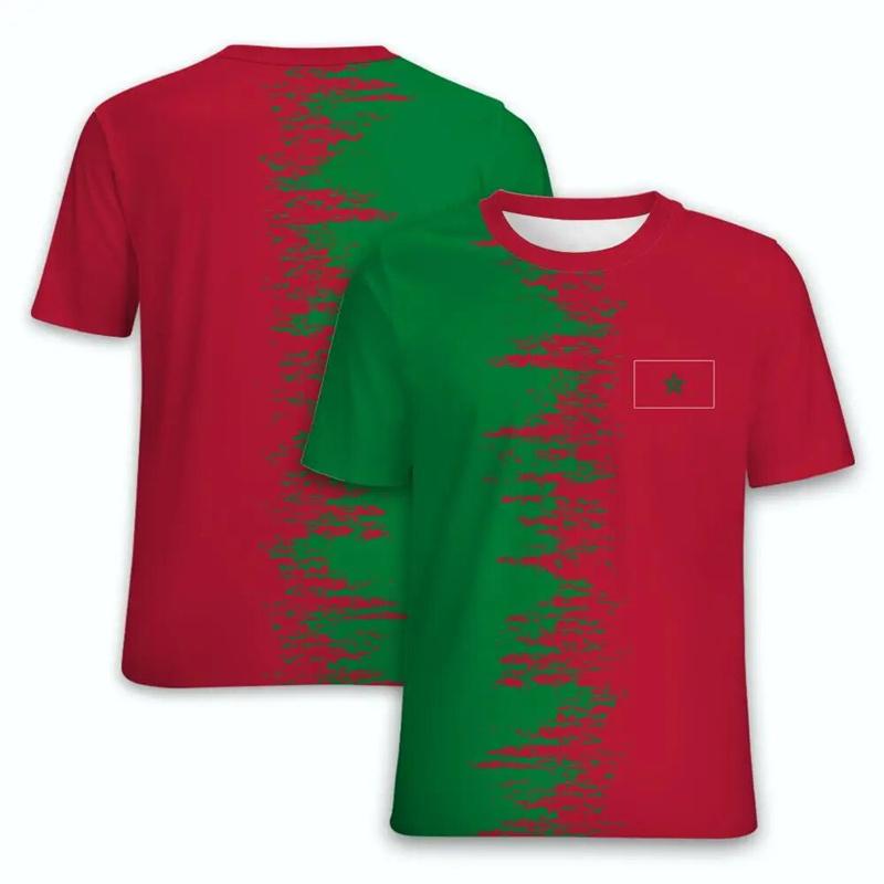 

3D Moroccan T-Shirt Morocco Flag Emblem Graphic T Shirt for Men Clothing Casual Short Sleeved Tee Shirts Unisex Gym Fitness Tops 4XL