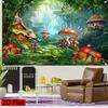 2D Plane 1 Piece of Fantasy Mushroom Village Magic Forest-themed Background Banner