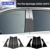PC B Pillar Window Post Trim Sticker Glossy Black Carbon Fiber Texture For Kia Sportage 2026-2027 Universal LHD RHD Car