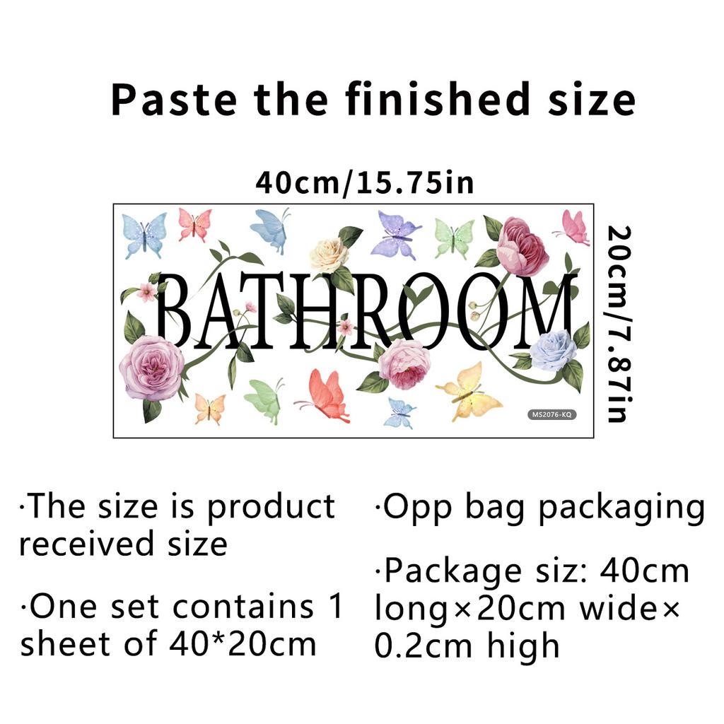 Bathroom Toilet Flower Signage Wall Stickers for Bathroom Decor Room Decor Aesthetic Home Decoration Accessories Toilet Stickers