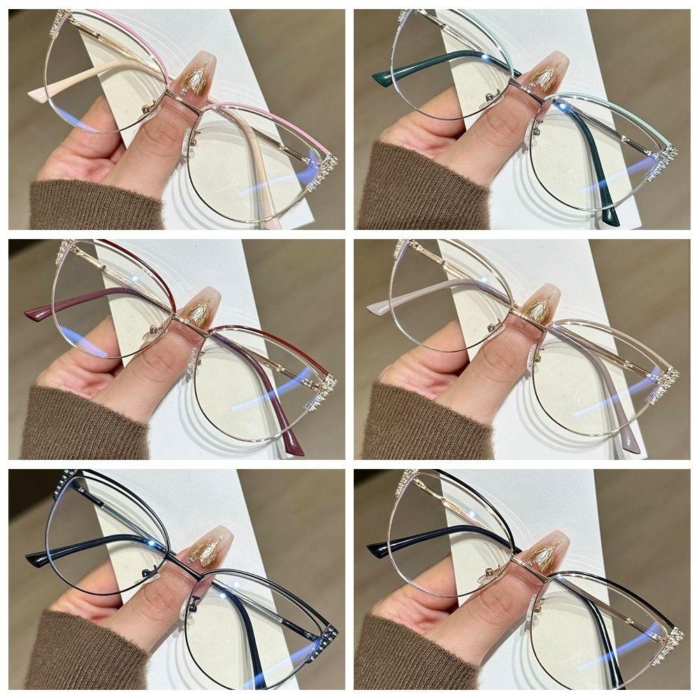 Rhinestone Studded Anti-blue Light Glasses Transparent Computer Eyewear  Student