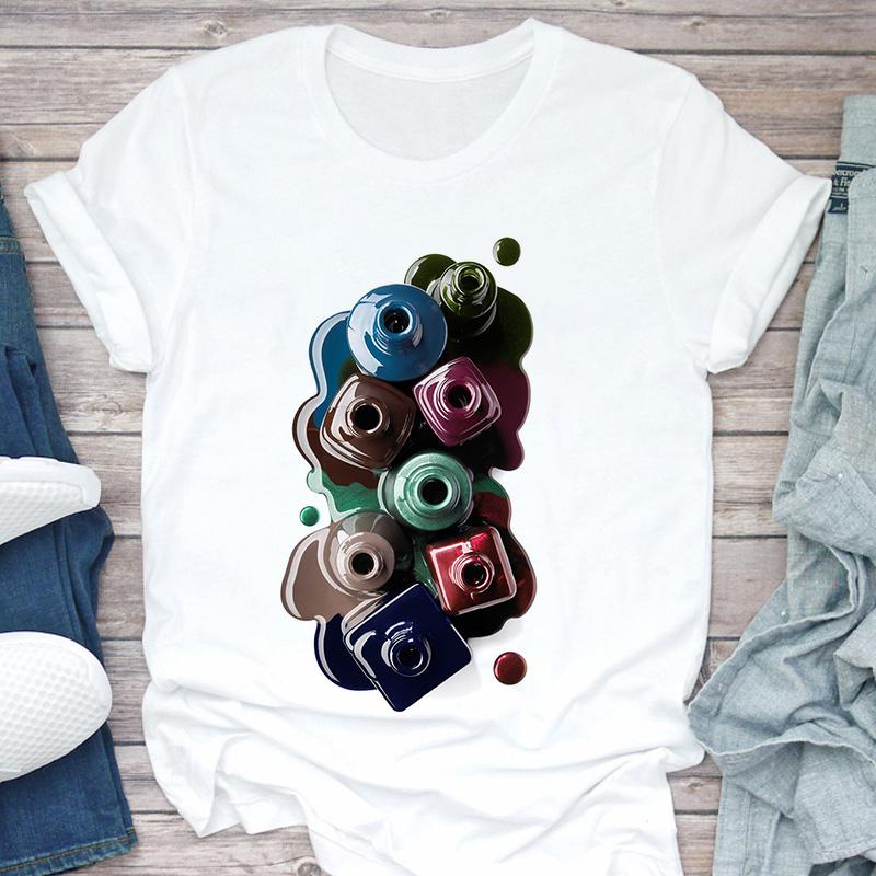 Women T-Shirt 3D Make Up Color Graphic Top Female T Shirt Harajuku Streetwear O-Neck Clothing Casual Ladies Tee Tops Shirts