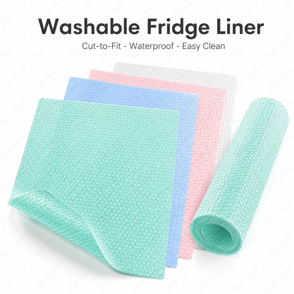 Washable Refrigerator Liners Kitchen Shelf Mats Freezer Glass Cover Pads for Fridge Organization Drawer Protection Accessories