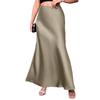 Fashion Elegant Loose Women Satin Skirts Spring and Summer New Simple Casual Office A-line Long Skirts Office Solid Color Women's Clothing