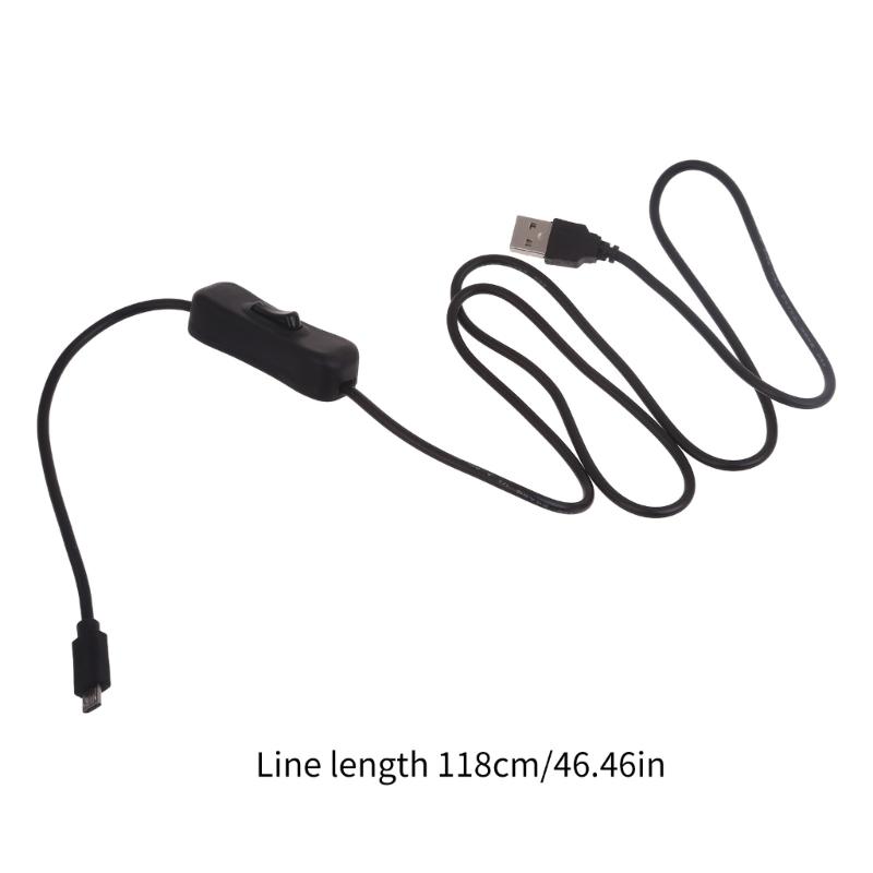 Convenient USB to Micro USB Charge Cable with Power Control Button for Tablet Office Desk Light Cooling Fan Bedside Lamp