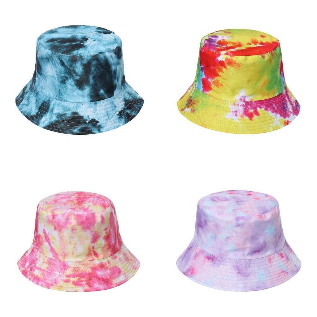 Tie Dye Fisherman Hat Sun Protection Hat Ink Wash Dye Bucket Hat Summer Unisex Fashion