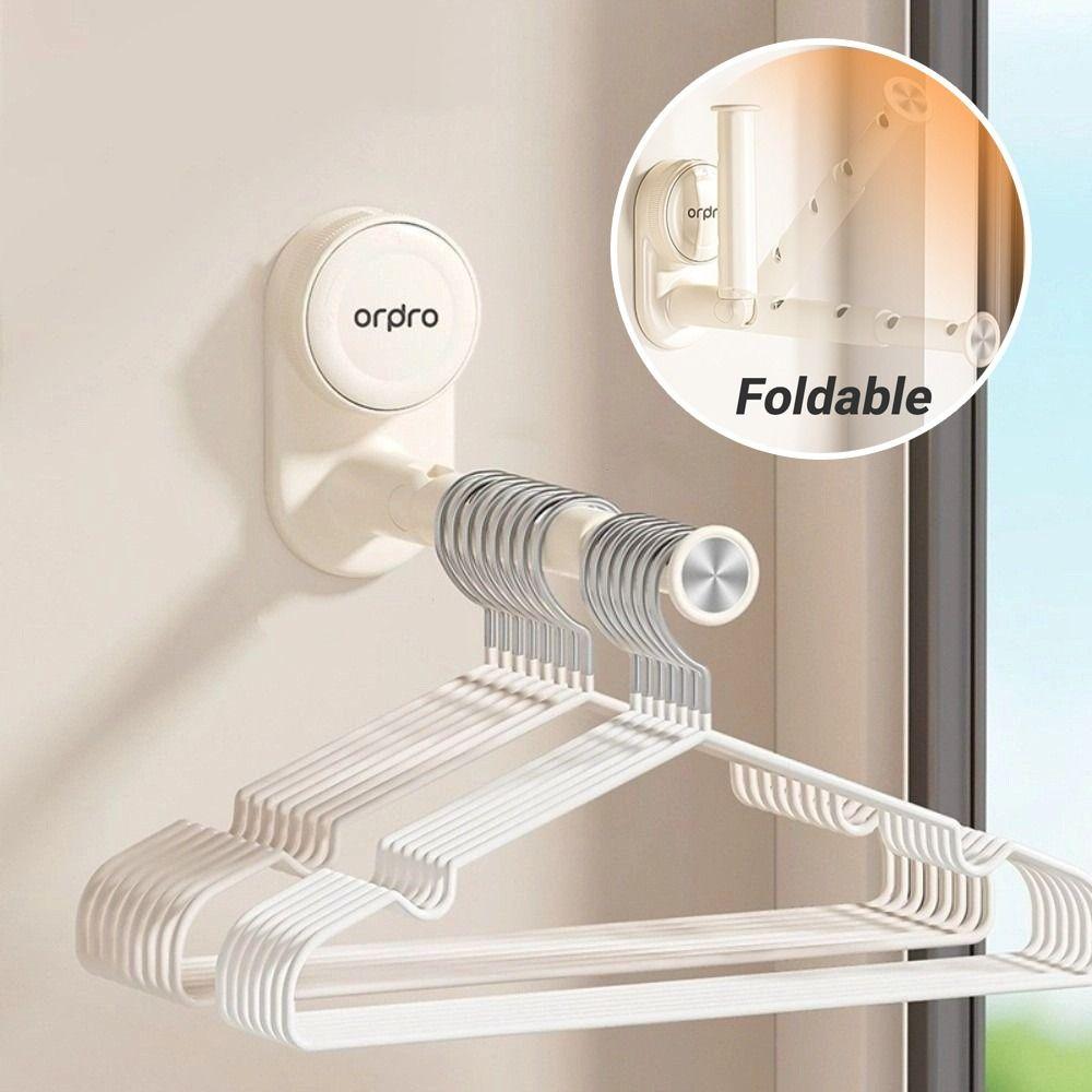 Adjustable Length Clothes Hanger Organizer Suction Cup Installation Balcony Hanging Rack  Window