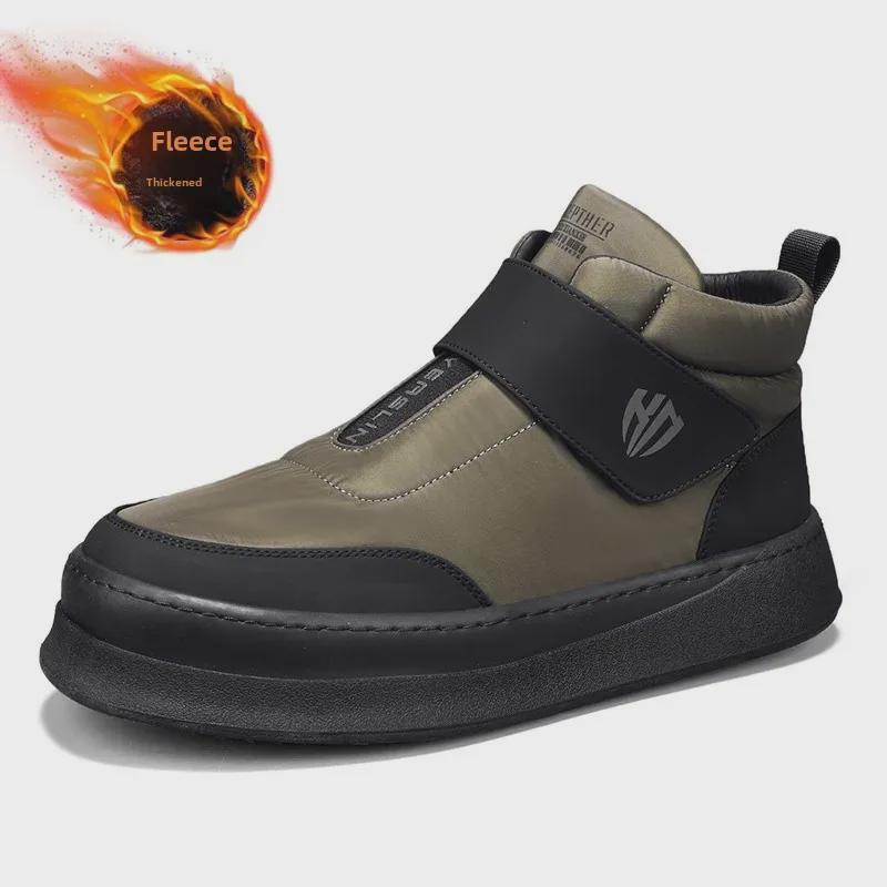 

Мужские зимние снегоступы на липучках: Теплые, толстые, бархатные, модные, высокие кроссовки средней высоты. 44