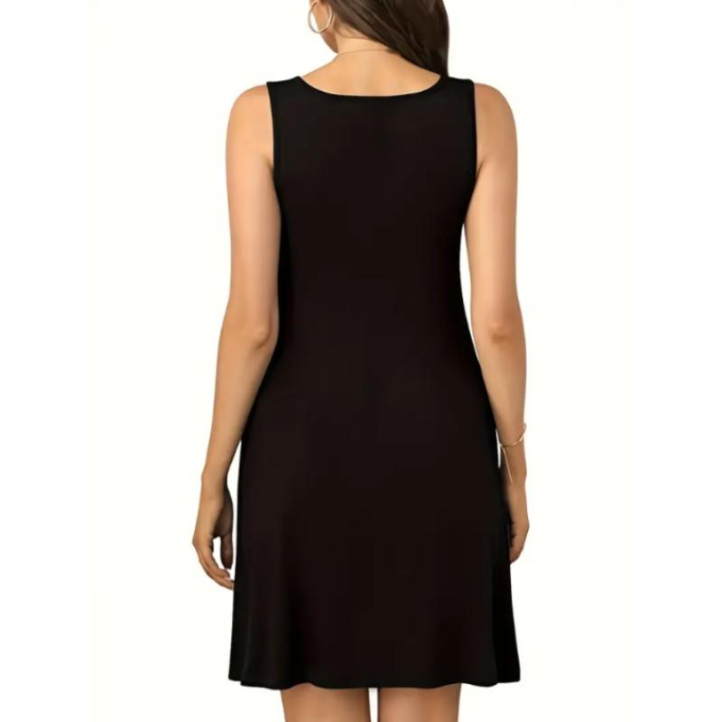 Sleeveless Loose Mini Dress  Summer Beach Vacation Casual Dress Pocket Sleeveless dress