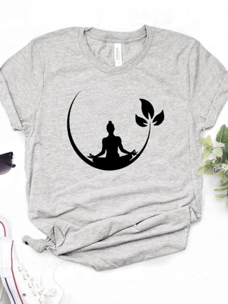 Women T Shirt Buddha Lotos Print Tshirt Women Short Sleeve O Neck Loose T-shirt Ladies Causal Tee Shirt Clothes Tops