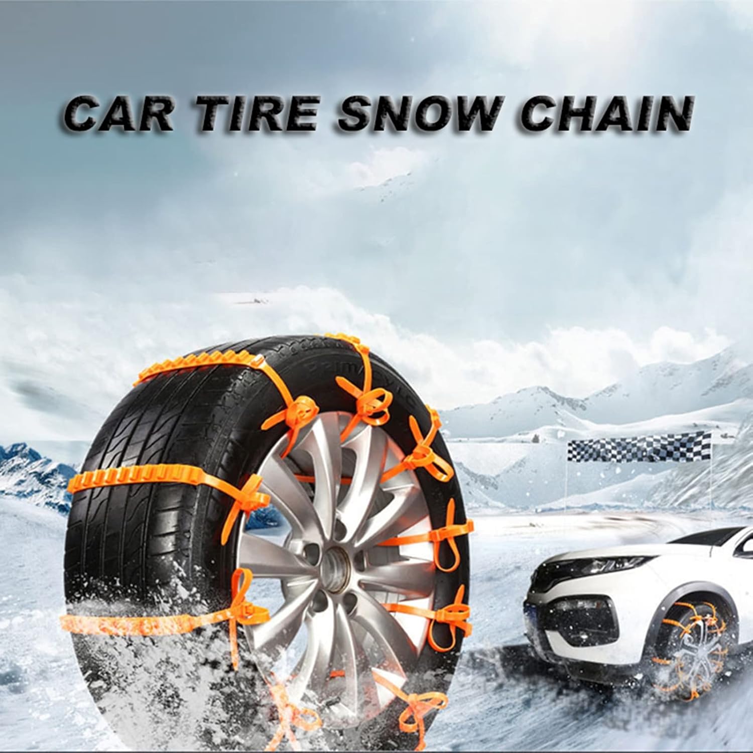 

10 Pieces 84 cm Adjustable Plastic Snow Chain Yellow
