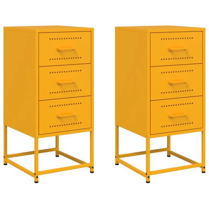 VidaXL Tables de chevet 2 pcs jaune moutarde 36x39x78 cm acier, armoire, armoire latérale, meuble de chambre à coucher, 846585