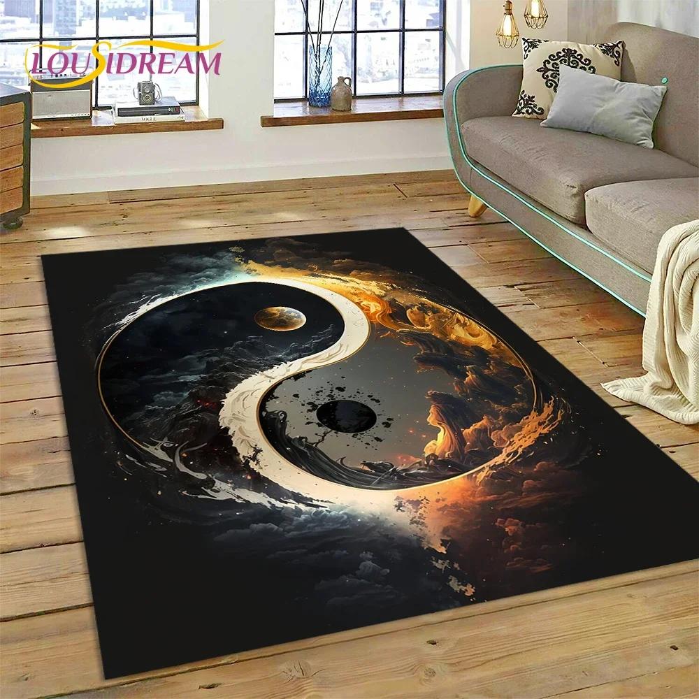 Nature Yin Yang Chinese Tai Chi Bagua Carpet Rug for Bedroom Living Room Home Sofa Decoration,Child Game Large Decor Floor Mat