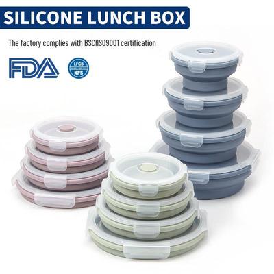 Siliconen Opvouwbare Lunchbox - Ronde Voedselopbergcontainer voor Buitenpicknick of Reizen.