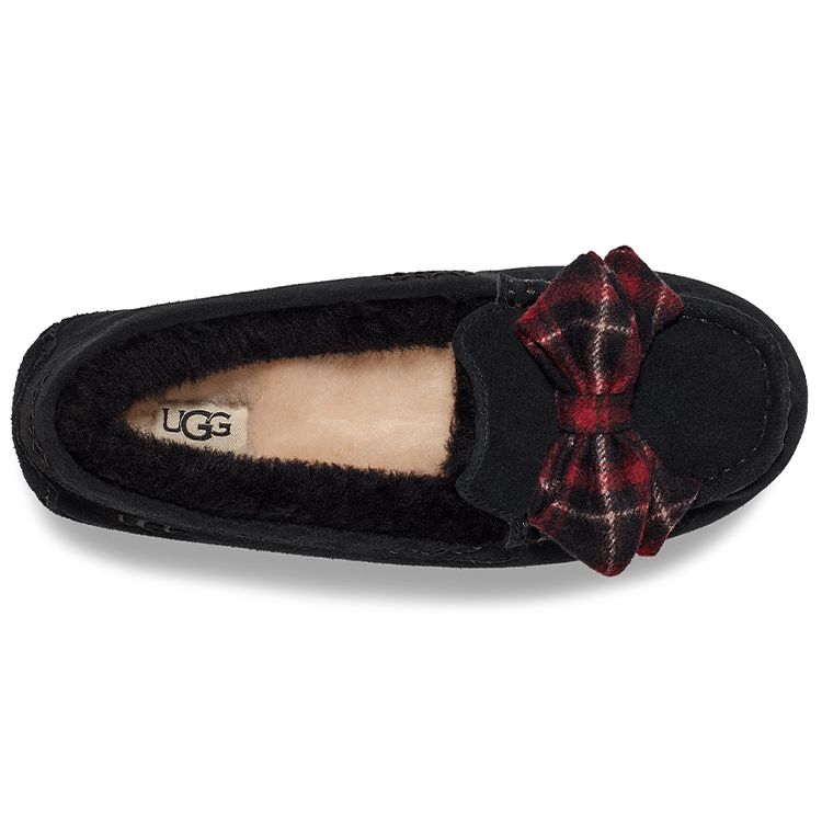 UGG Ansley Plaid Bow Warm Plush Low-Top Casual Shoes Women Sneaker Black 1127850-BLK