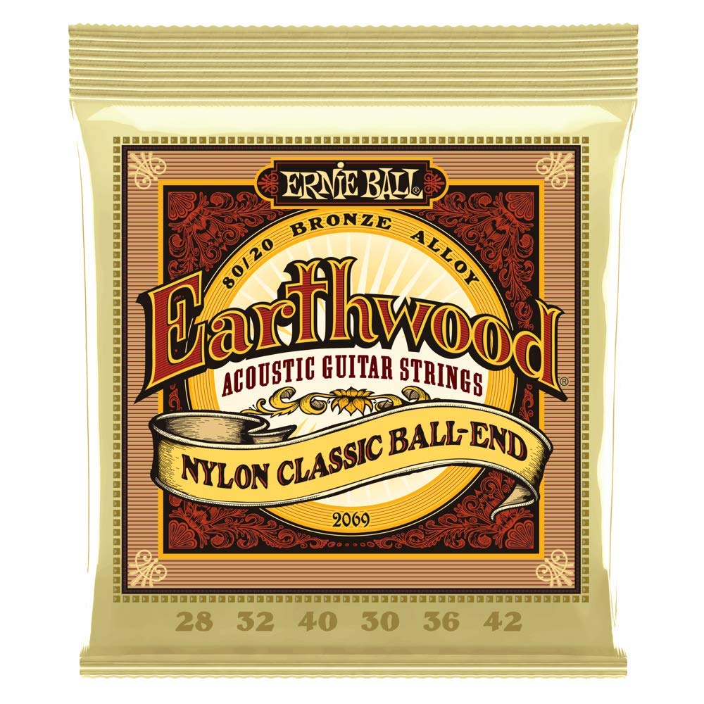 

[Authentic] ERNIE BALL 2069 Classical Guitar Strings (28-42) EARTHWOOD 8020 BRONZE FOLK NYLON BALL-END