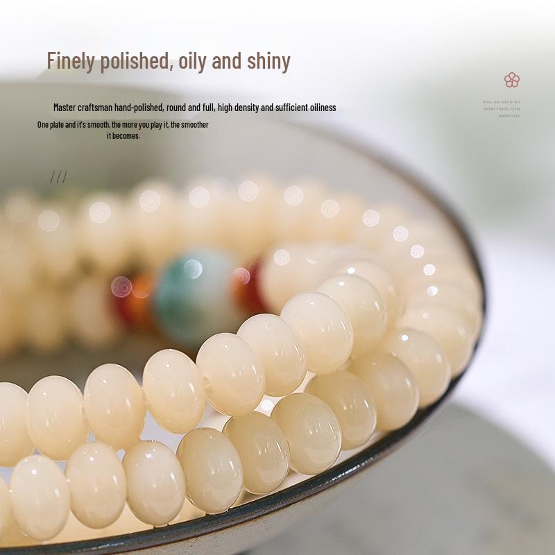 Brățară cu mărgele abac din rădăcină de Bodhi de jad cu pandantiv păstaie de lotus - Accesoriu literar popular