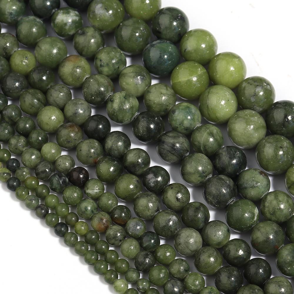 4/6/8/10/12mm Natural Stone Beads Green Round Southern Jade Loose Spaced Beads For DIY Handmade Bracelet Necklace Jewelry