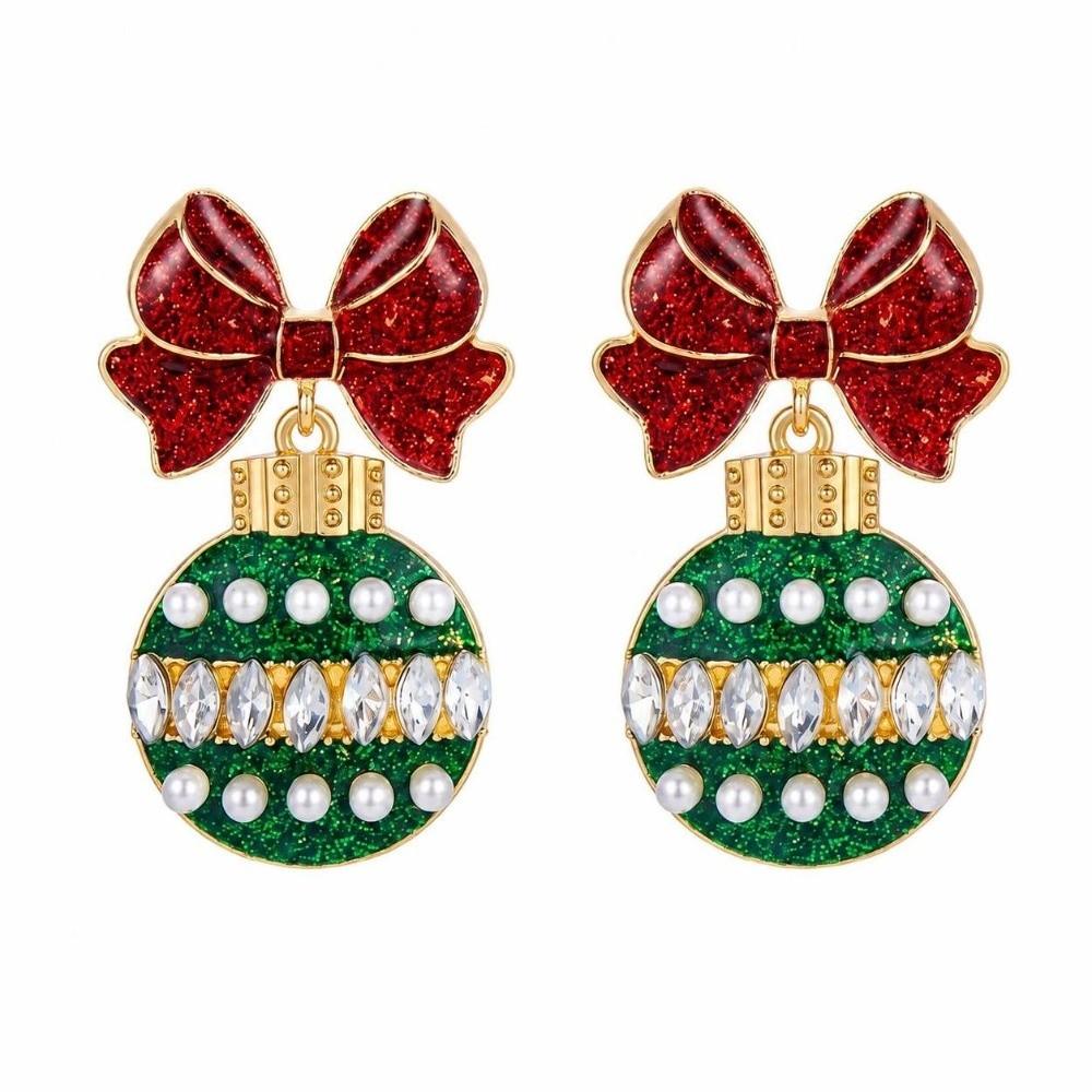 1 Pair Rhinestone Xmas Tree Christmas Drop Earrings Glitter Finish Light Bulb Earrings  Women