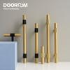 Dooroom Brass Furniture Handles Modern Knurling Black Gold Pulls Wardrobe Dresser Cupboard Cabinet Drawer Shoe Box Knobs