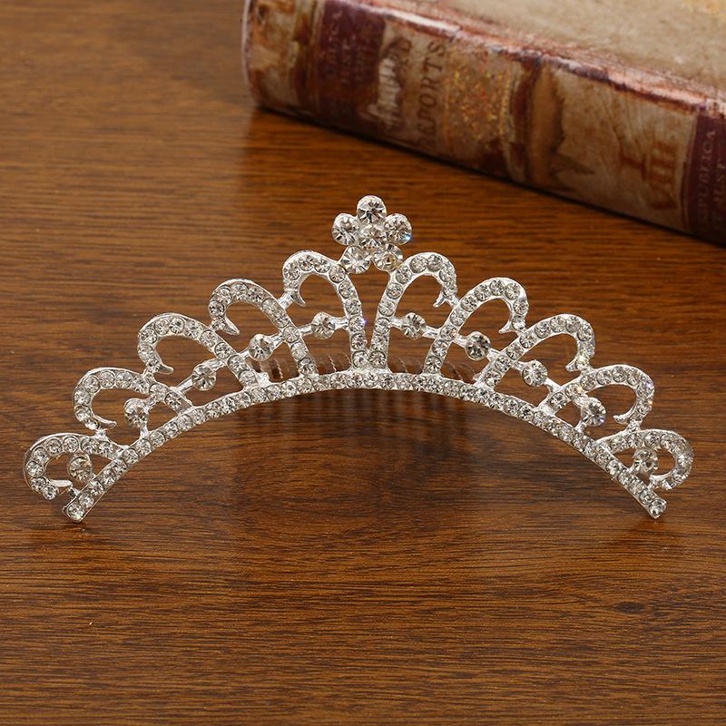 New Children's Crown Rhinestone Hair Accessories Princess Crown Girl's Birthday Alloy Comb Girl's Crown Tiara