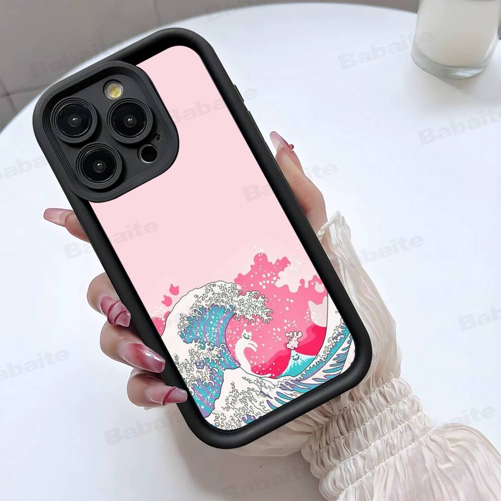 Japanese Waves Phone Case For IPhone 17 16 15 14 13 12 11 Pro Max 16E Plus INS Soft Cover