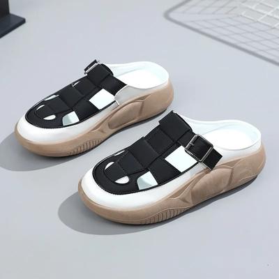 Fashion Summer New Baotou Half Slippers Women Slip On Platform Sandals 2024 Outdoor Breathable Hollow Casual Slippers Sandalias Mujer